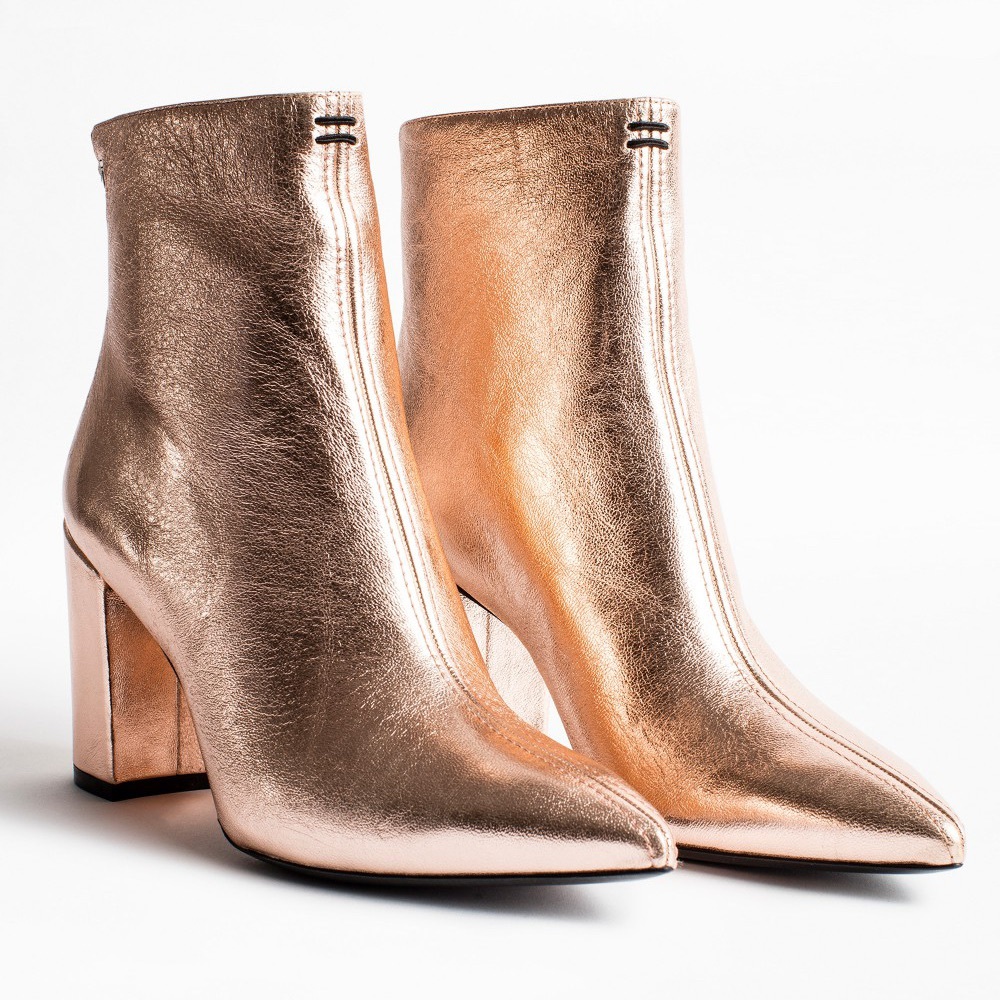 Rose gold pointed toe boots!